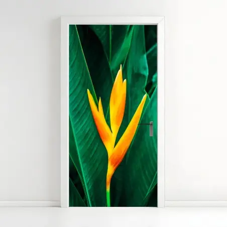 Pegatina para puerta flor tropical en vibrante contraste – Pixers®