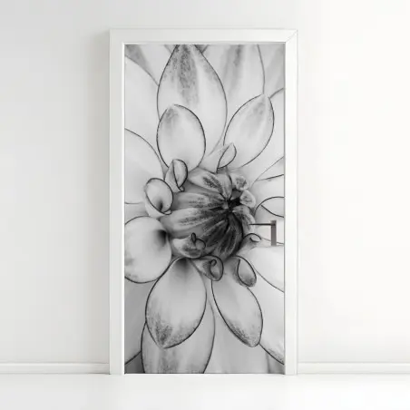 Pegatina para puerta detalle floral en blanco y negro – Pixers®