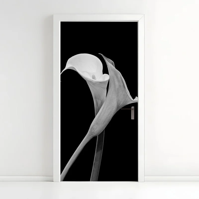 Pegatina para puerta calas en blanco y negro, diseño minimalista