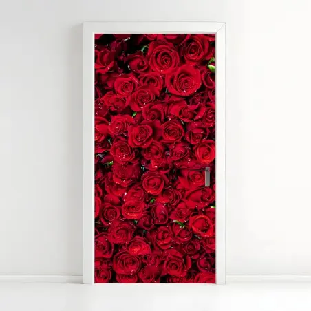 Pegatina para puerta mosaico de rosas rojas – Pixers®