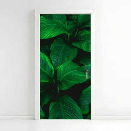 Pegatina para puerta follaje tropical en tonos verdes intensos – Pixers®