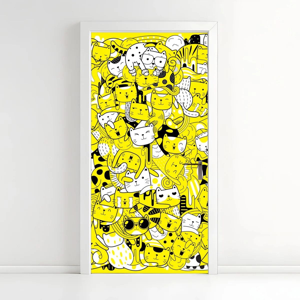 Pegatina para puerta fiesta de gatos amarillos y blancos – Pixers® Pegatina para puerta fiesta de gatos amarillos y blancos – Pixers®