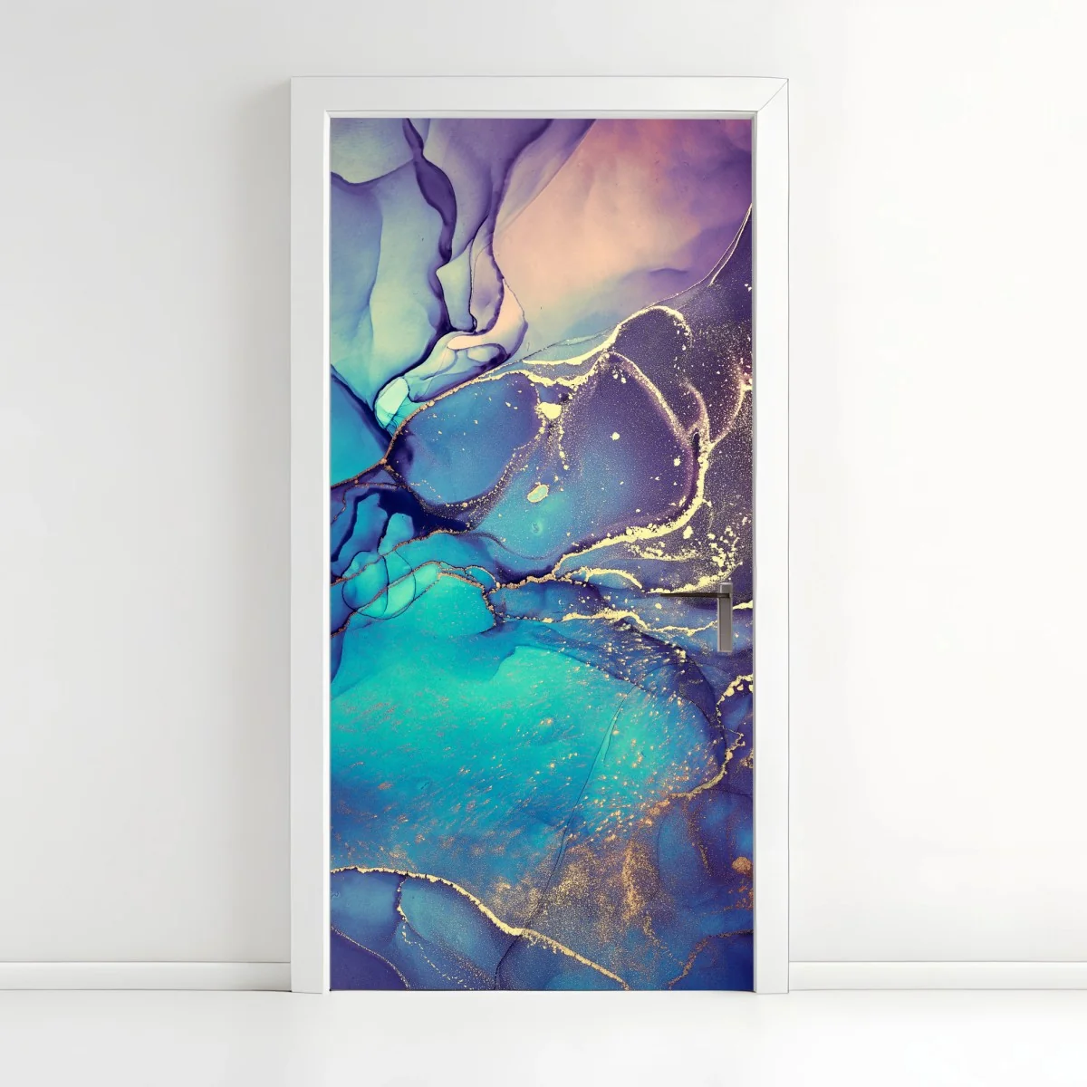 Pegatina para puerta arte abstracto en tinta de alcohol azul y dorado – Pixers® Pegatina para puerta arte abstracto en tinta de alcohol azul y dorado – Pixers®