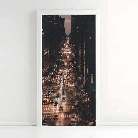 Pegatina para puerta noche urbana en Manhattan – Pixers®