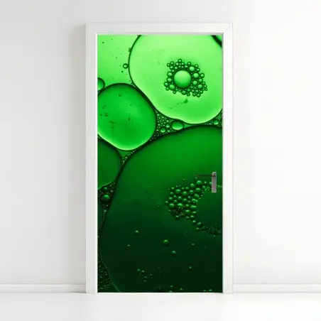 Pegatina para puerta composición de burbujas verdes abstractas – Pixers®