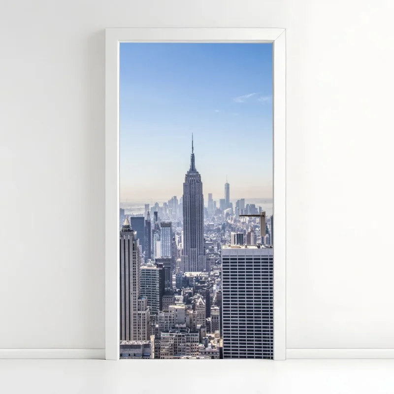 Pegatina para puerta vista icónica de Nueva York con Empire State Building