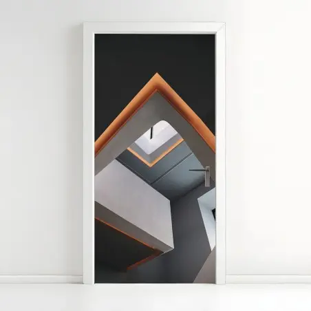 Pegatina para puerta vista interior geométrica minimalista – Pixers®