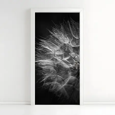 Pegatina para puerta delicadeza de diente de león en blanco y negro – Pixers®