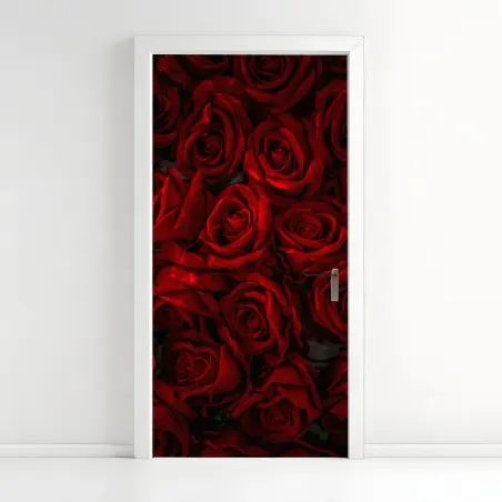 Pegatina para puerta mosaico de rosas rojas intensas – Pixers®