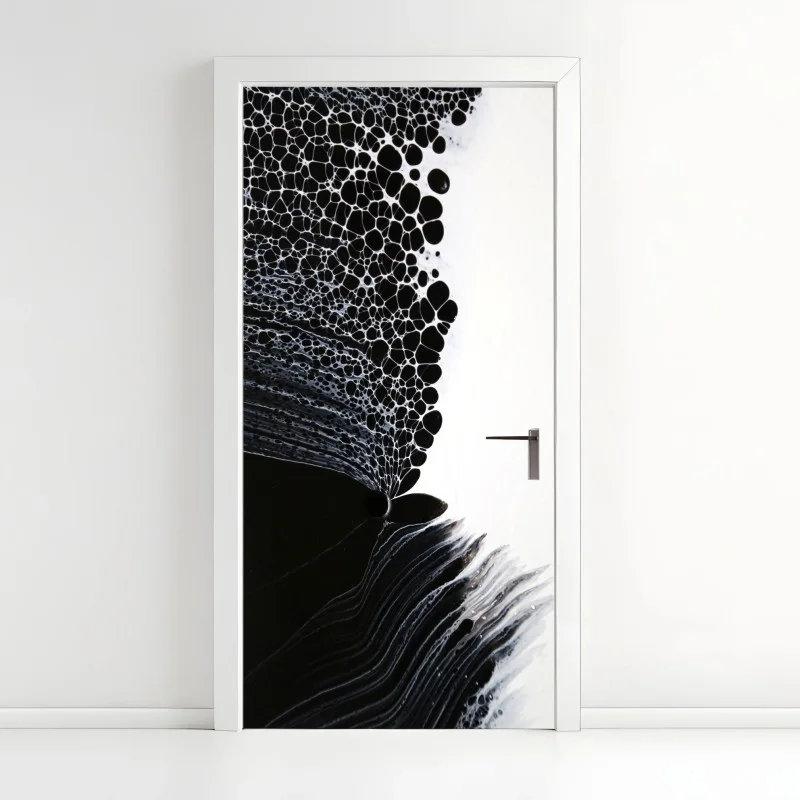 Pegatina para puerta composición orgánica en blanco y negro