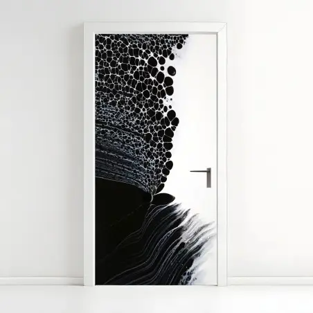 Pegatina para puerta composición orgánica en blanco y negro – Pixers®