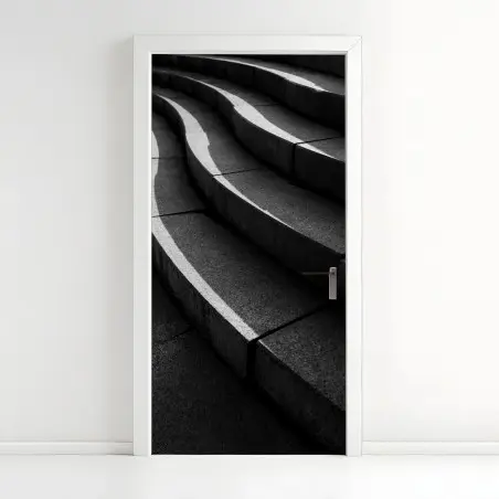 Pegatina para puerta escalera abstracta de cemento y luz – Pixers®