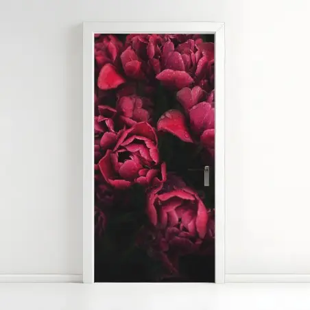 Pegatina para puerta tulipanes rojos con gotas de rocío – Pixers®