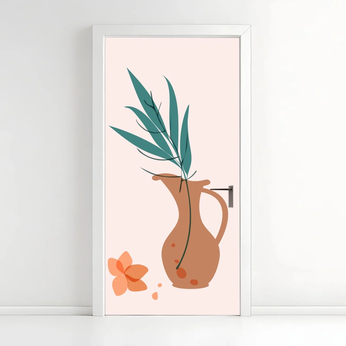 Pegatina para puerta jarrón terracota con hojas verdes y flor minimalista – Pixers® Pegatina para puerta jarrón terracota con hojas verdes y flor minimalista – Pixers®