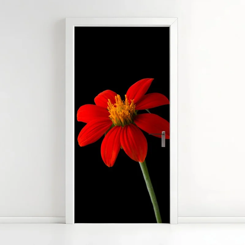 Pegatina para puerta girasol mexicano rojo sobre fondo negro