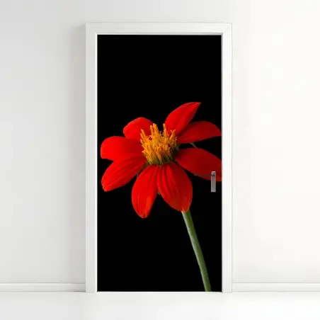 Pegatina para puerta girasol mexicano rojo sobre fondo negro – Pixers®