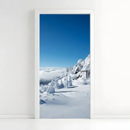 Pegatina para puerta paisaje nevado en la cumbre – Pixers®