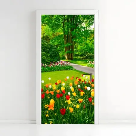 Pegatina para puerta jardín de tulipanes en Keukenhof – Pixers®