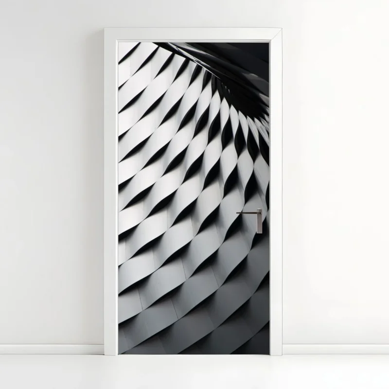 Pegatina para puerta estructura metálica abstracta en relieve