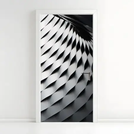 Pegatina para puerta estructura metálica abstracta en relieve – Pixers®