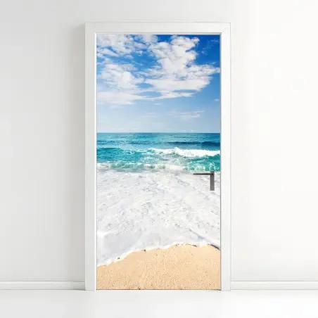 Pegatina para puerta brisa marina y olas en la orilla – Pixers®