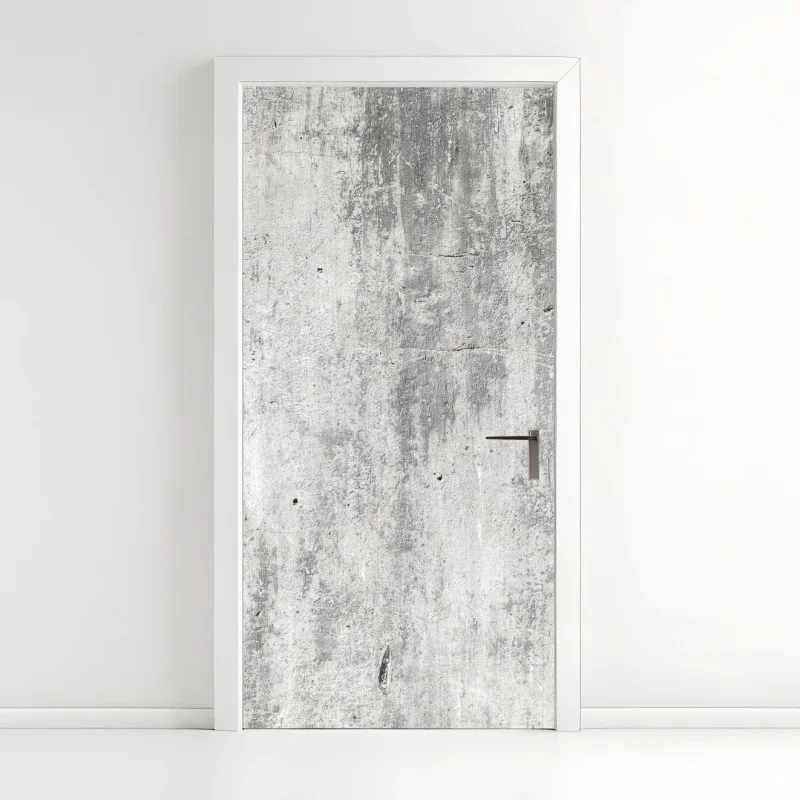 Pegatina para puerta textura industrial de hormigón envejecido