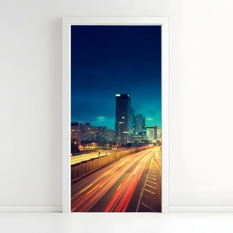 Pegatina para puerta atardecer urbano en La Défense, París