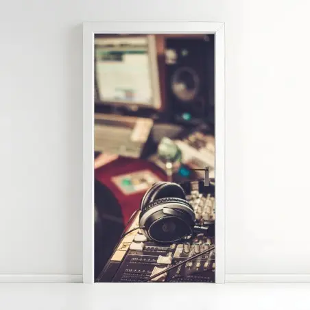 Pegatina para puerta consola de estudio con auriculares – Pixers®