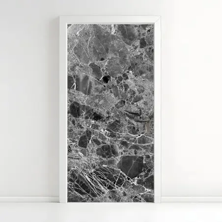 Pegatina para puerta textura de mármol en blanco y negro – Pixers®