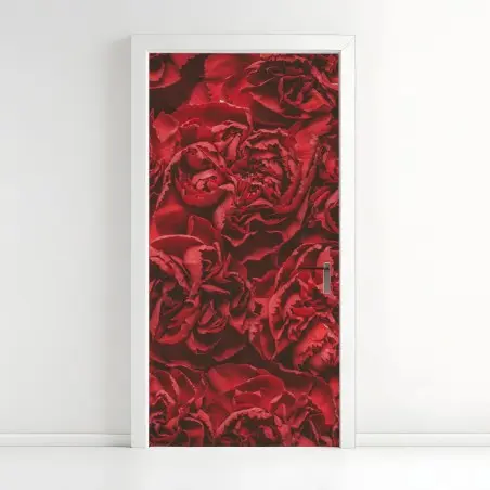 Pegatina para puerta claveles rojos efecto retro para decoración – Pixers®
