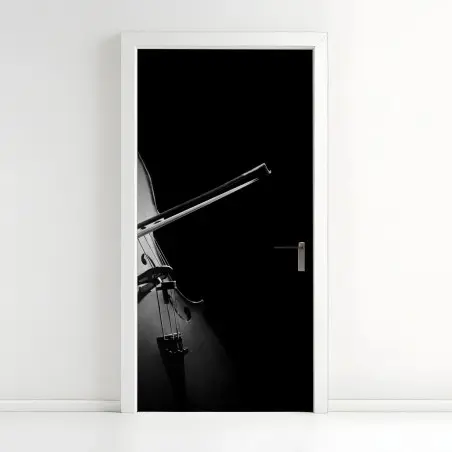 Pegatina para puerta melodía en sombras: violonchelo en primer plano – Pixers®