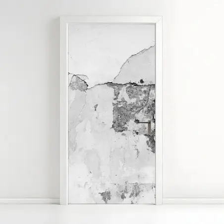 Pegatina para puerta textura de pared desgastada en blanco y negro – Pixers®