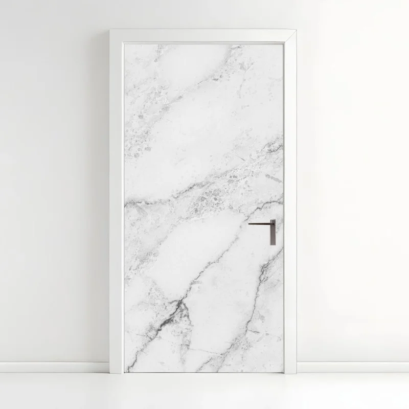 Pegatina para puerta mármol blanco con vetas grises