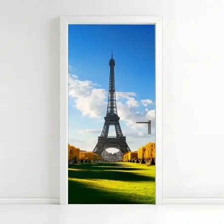 Pegatina para puerta primavera en el Champs de Mars con la Torre Eiffel, París – Pixers®