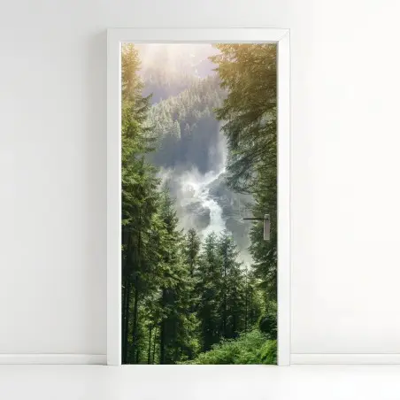 Pegatina para puerta cascada de Krimml en bosque alpino – Pixers®