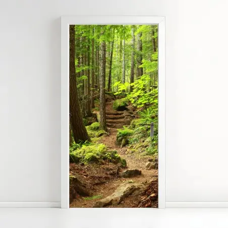 Pegatina para puerta sendero en bosque esmeralda – Pixers®