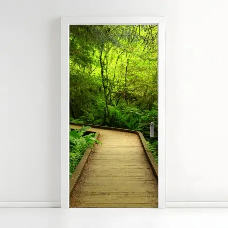 Pegatina para puerta sendero verde en bosque encantado – Pixers®