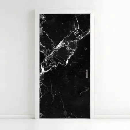 Pegatina para puerta textura de mármol negro con vetas blancas – Pixers®