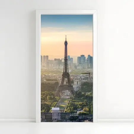 Pegatina para puerta amanecer sobre la Torre Eiffel – Pixers®