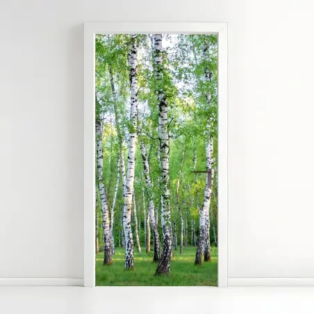 Pegatina para puerta arboleda de abedules en verano – Pixers®