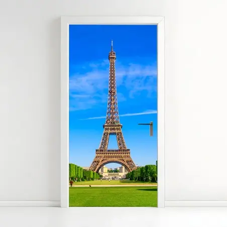 Pegatina para puerta vistas icónicas de la Torre Eiffel desde el Champ de Mars – Pixers®