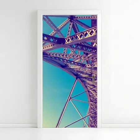Pegatina para puerta perspectiva metálica: geometría del puente – Pixers®