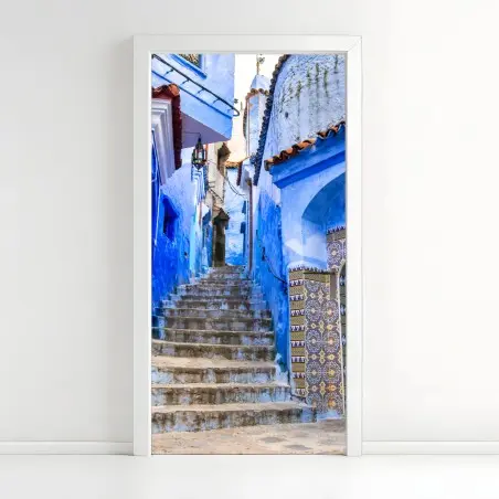 Pegatina para puerta calle azul de Chefchaouen – Pixers®