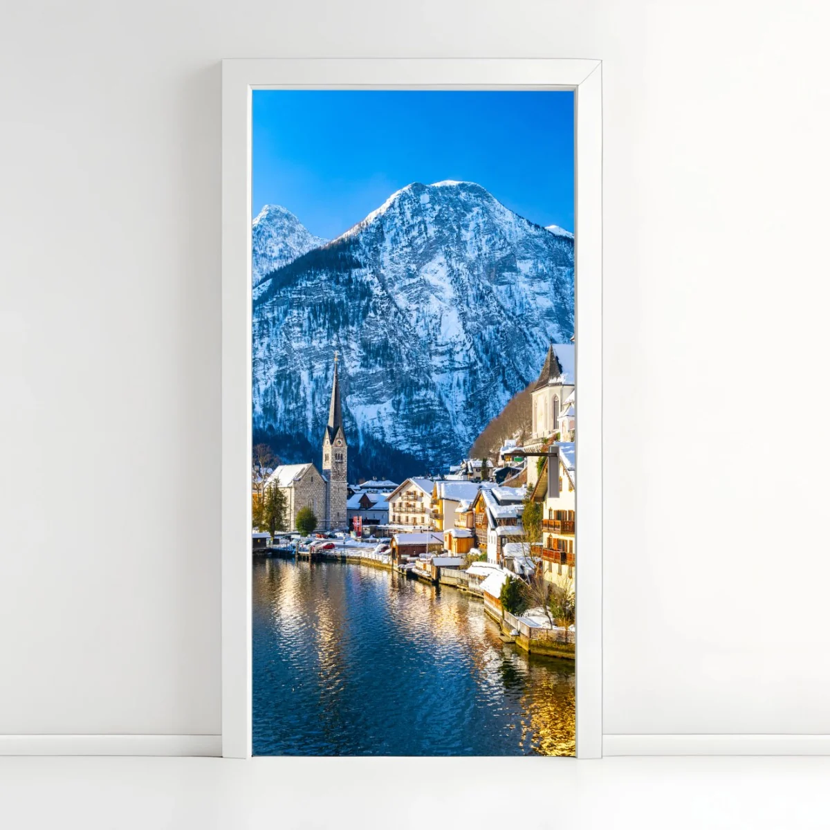 Pegatina para puerta paisaje invernal de Hallstatt junto al lago – Pixers® Pegatina para puerta paisaje invernal de Hallstatt junto al lago – Pixers®
