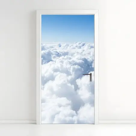 Pegatina para puerta nubes esponjosas sobre el horizonte – Pixers®