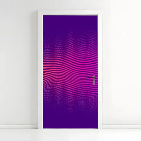 Pegatina para puerta ondas de color vibrante sobre fondo morado – Pixers®