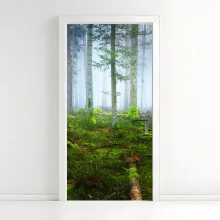 Pegatina para puerta bosque brumoso de Alsacia – Pixers®