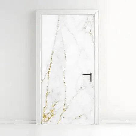 Pegatina para puerta mármol blanco con vetas doradas – Pixers®