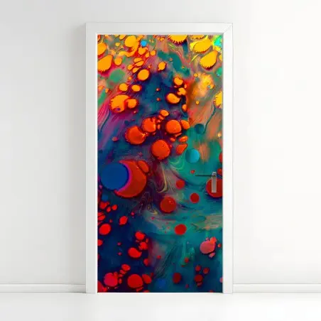 Pegatina para puerta marmolado psicodélico multicolor – Pixers®