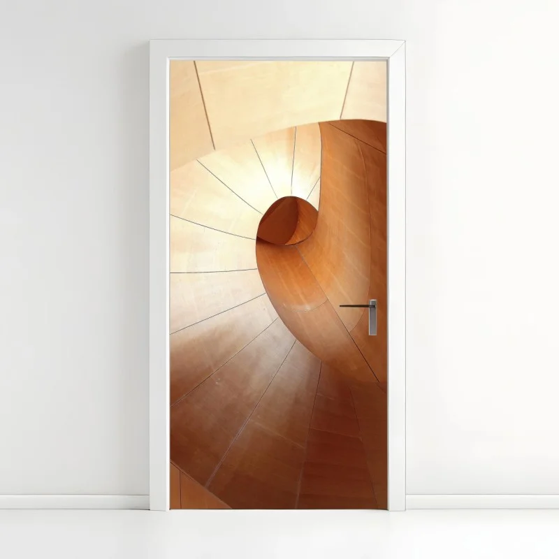 Pegatina para puerta espiral arquitectónica de madera minimalista